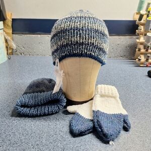 Handmade Knit Wool Blend Hats & Gloves, Size Pre-teen, NWT